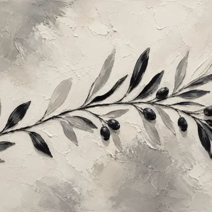 Ivory Olive Branch Minimalist Wall Art Canvas Print