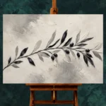 Ivory Olive Branch Minimalist Wall Art Canvas Print - Image 2