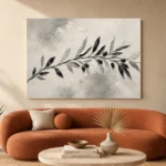 Ivory Olive Branch Minimalist Wall Art Canvas Print - Image 3