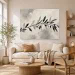 Ivory Olive Branch Minimalist Wall Art Canvas Print - Image 7