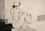 Ivory Seated Figure Minimalist Wall Art Canvas Print
