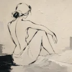 Ivory Seated Figure Minimalist Wall Art Canvas Print