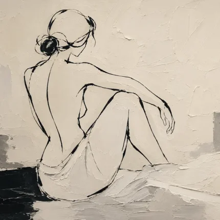 Ivory Seated Figure Minimalist Wall Art Canvas Print