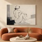 Ivory Seated Figure Minimalist Wall Art Canvas Print - Image 3