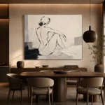 Ivory Seated Figure Minimalist Wall Art Canvas Print - Image 4