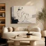Ivory Seated Figure Minimalist Wall Art Canvas Print - Image 6