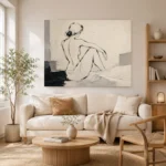 Ivory Seated Figure Minimalist Wall Art Canvas Print - Image 7