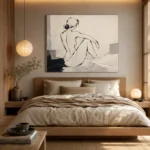 Ivory Seated Figure Minimalist Wall Art Canvas Print - Image 8