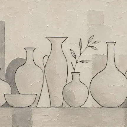 Ivory Ceramic Vessels Minimalist Wall Art Canvas Print
