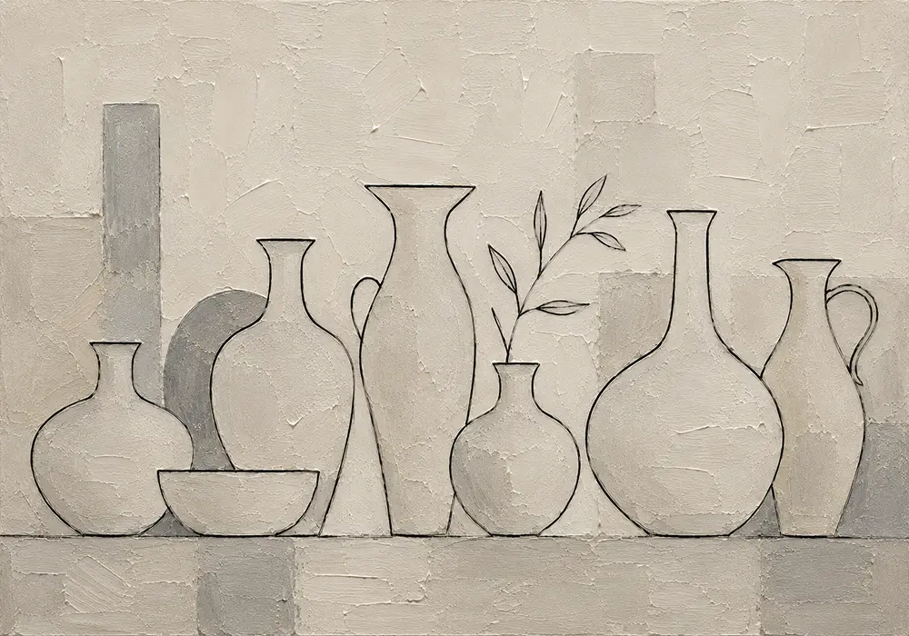 Ivory Ceramic Vessels Minimalist Wall Art Canvas Print