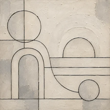 Ivory Geometric Forms Minimalist Wall Art Canvas Print