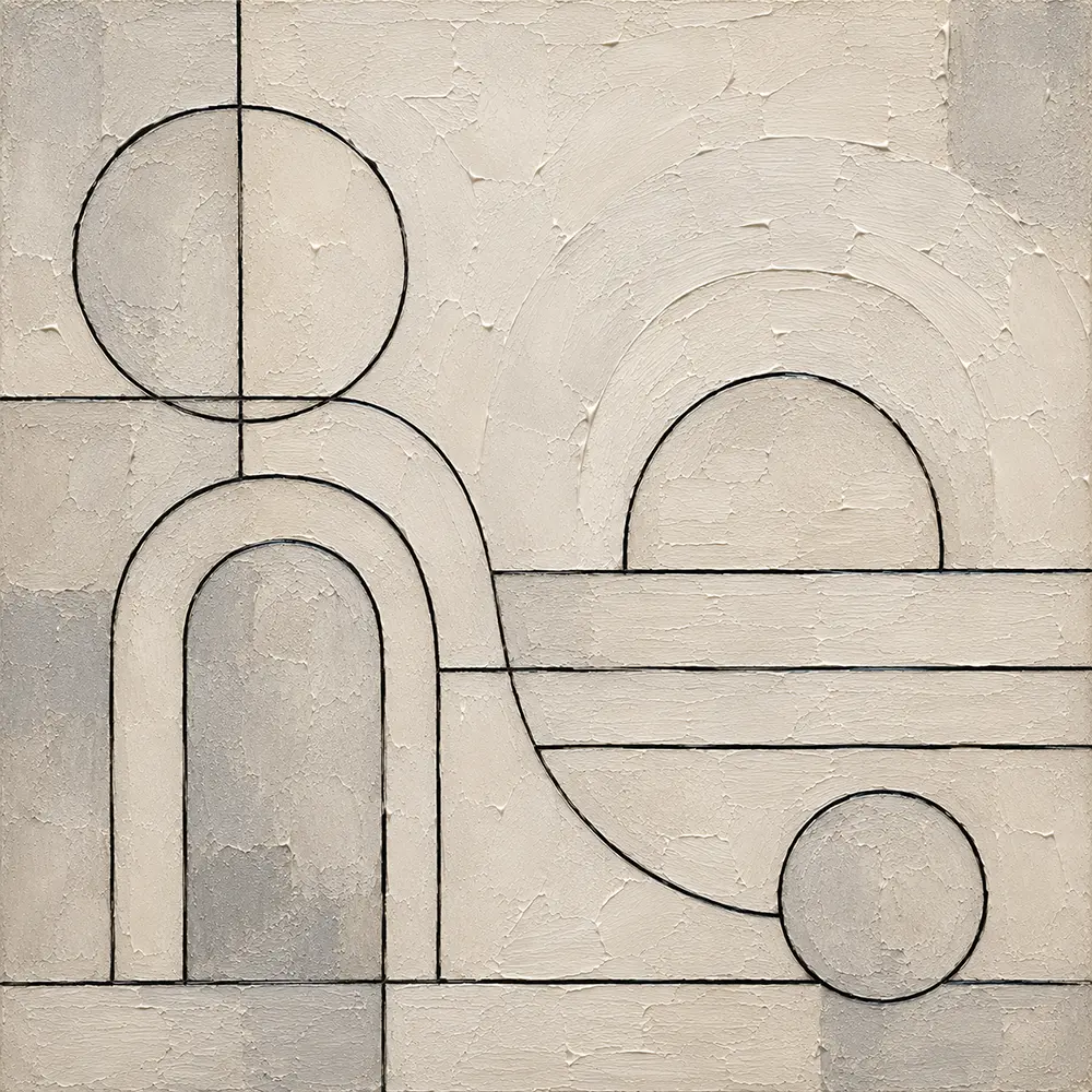 Ivory Geometric Forms Minimalist Wall Art Canvas Print