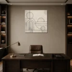 Ivory Geometric Forms Minimalist Wall Art Canvas Print displayed in a contemporary gallery-inspired room