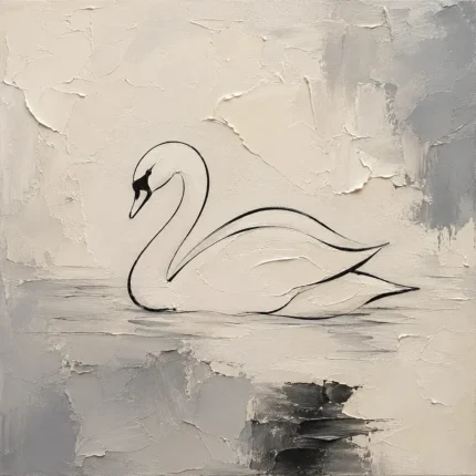 Ivory Swan Minimalist Wall Art Canvas Print