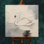 Ivory Swan Minimalist Wall Art Canvas Print - Image 2