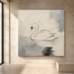 Ivory Swan Minimalist Wall Art Canvas Print - Image 3