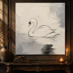 Ivory Swan Minimalist Wall Art Canvas Print - Image 4