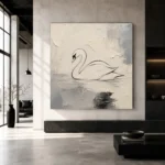 Ivory Swan Minimalist Wall Art Canvas Print - Image 5