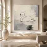 Ivory Swan Minimalist Wall Art Canvas Print - Image 8