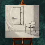 Ivory Interior Scene Minimalist Wall Art Canvas Print - Image 2