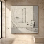 Ivory Interior Scene Minimalist Wall Art Canvas Print - Image 3