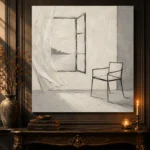 Ivory Interior Scene Minimalist Wall Art Canvas Print - Image 4