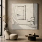 Ivory Interior Scene Minimalist Wall Art Canvas Print - Image 6