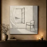 Ivory Interior Scene Minimalist Wall Art Canvas Print - Image 7