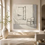 Ivory Interior Scene Minimalist Wall Art Canvas Print - Image 8
