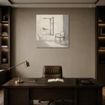 Ivory Interior Scene Minimalist Wall Art Canvas Print displayed in a contemporary gallery-inspired room