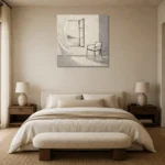 Ivory Interior Scene Minimalist Wall Art Canvas Print showcased in an elegant minimalist interior