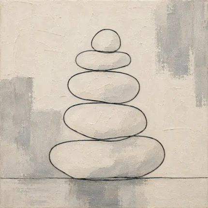 Ivory Stacked Stone Minimalist Wall Art Canvas Print