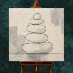 Ivory Stacked Stone Minimalist Wall Art Canvas Print - Image 2