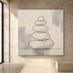 Ivory Stacked Stone Minimalist Wall Art Canvas Print - Image 3