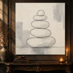 Ivory Stacked Stone Minimalist Wall Art Canvas Print - Image 4