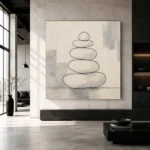 Ivory Stacked Stone Minimalist Wall Art Canvas Print - Image 5
