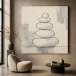 Ivory Stacked Stone Minimalist Wall Art Canvas Print - Image 6