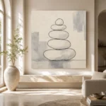 Ivory Stacked Stone Minimalist Wall Art Canvas Print - Image 8