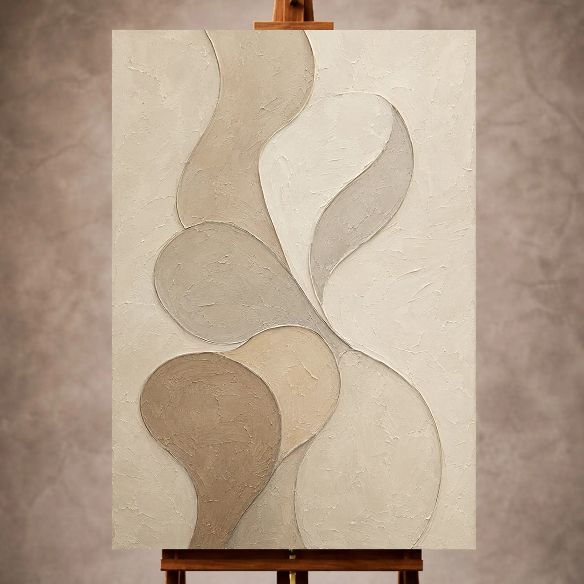 Premium Wall Art Dikey Html Edition – MINIMALIST036 Image 1 Ivory Organic Shape Wall Art print featuring layered abstract curves and soft sculptural forms for elegant interiors