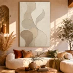 Ivory Organic Shape Wall Art Canvas Print - Image 8