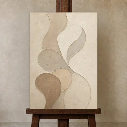 Ivory Organic Shape Wall Art Canvas Print shown in Studio Easel