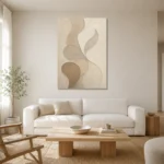 Ivory Organic Shape Wall Art Canvas Print styled in a refined neutral interior