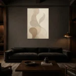 Ivory Organic Shape Wall Art Canvas Print shown in a warm modern interior