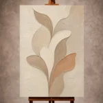 Warm clay and taupe Minimalist Wall Art print featuring abstract petal forms for elegant interiors
