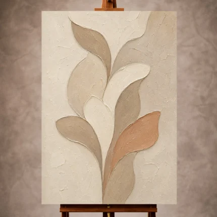 Warm clay and taupe Minimalist Wall Art print featuring abstract petal forms for elegant interiors