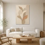 Warm Petal Forms Minimalist Wall Art Canvas Print styled in a refined neutral interior