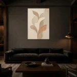 Warm Petal Forms Minimalist Wall Art Canvas Print shown in a warm modern interior
