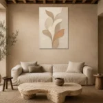Warm Petal Forms Minimalist Wall Art Canvas Print presented in a sophisticated home setting