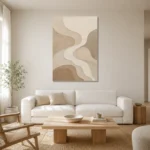 Tranquil Tide Forms Minimalist Wall Art Canvas Print styled in a refined neutral interior