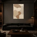 Contemplative Rounded Forms Minimalist Wall Art Canvas Print shown in a warm modern interior